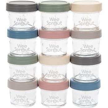 WeeSprout Glass Baby Food Storage Jars - 12 Set, 4 oz Baby Food Jars with Plastic Lids, Freezer S... | Amazon (US)