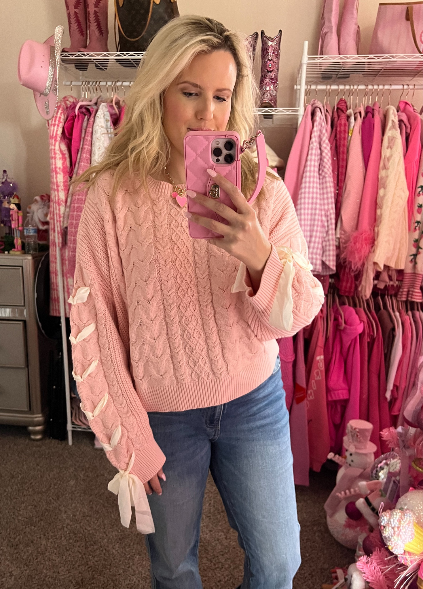 Bow ribbon light pink sweater on sale jeans under $50 TTS
Winter outfit
Casual outfit
Pink outfits

#LTKFindsUnder50 #LTKSaleAlert #LTKHoliday