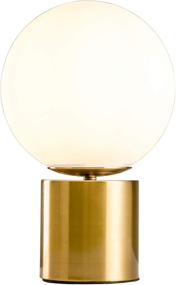 SOTTAE Modern Gold Globe Table Desk Lamp,Vintage Mid Century Round Table Lamp with White Glass Sh... | Amazon (US)