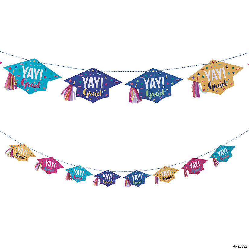 6 1/2 Ft. Yay Grad Party Multicolor Ready-to-Hang Cardstock Garland | Oriental Trading Company