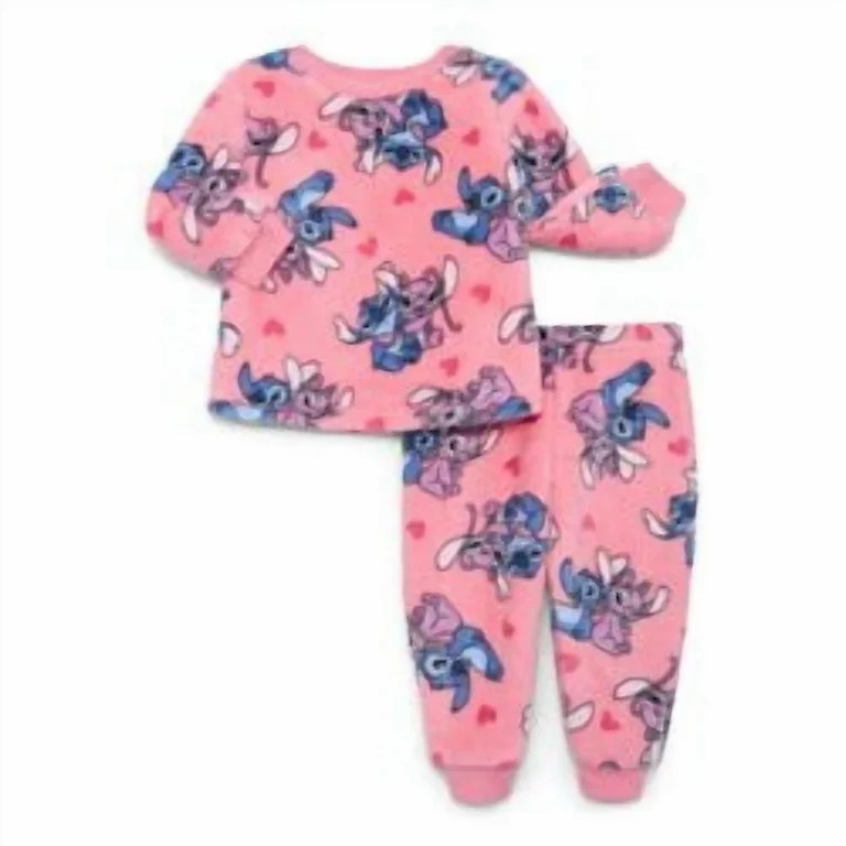 Stitch and Angel Baby Girls Printed Crewneck Sweatshirt and Joggers Set, 2-Piece, Sizes 0/3M-24M | Walmart (US)