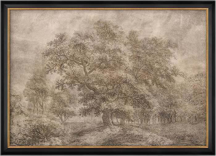 MUDECOR Premium Framed Wall Art Sepia Vintage Oak Tree Forest Sketch Etching Illustrations Impres... | Amazon (US)