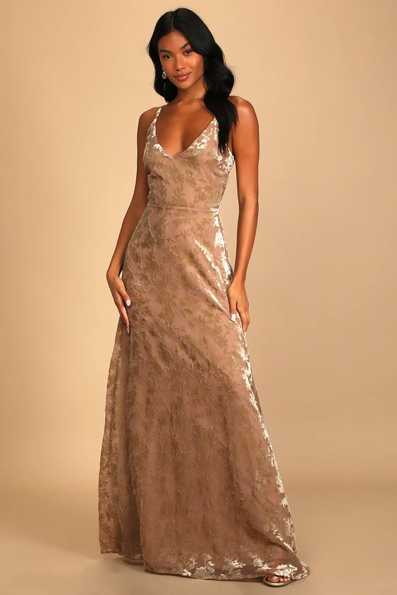 Maximum Elegance Taupe Burnout Velvet Maxi Dress | Lulus (US)