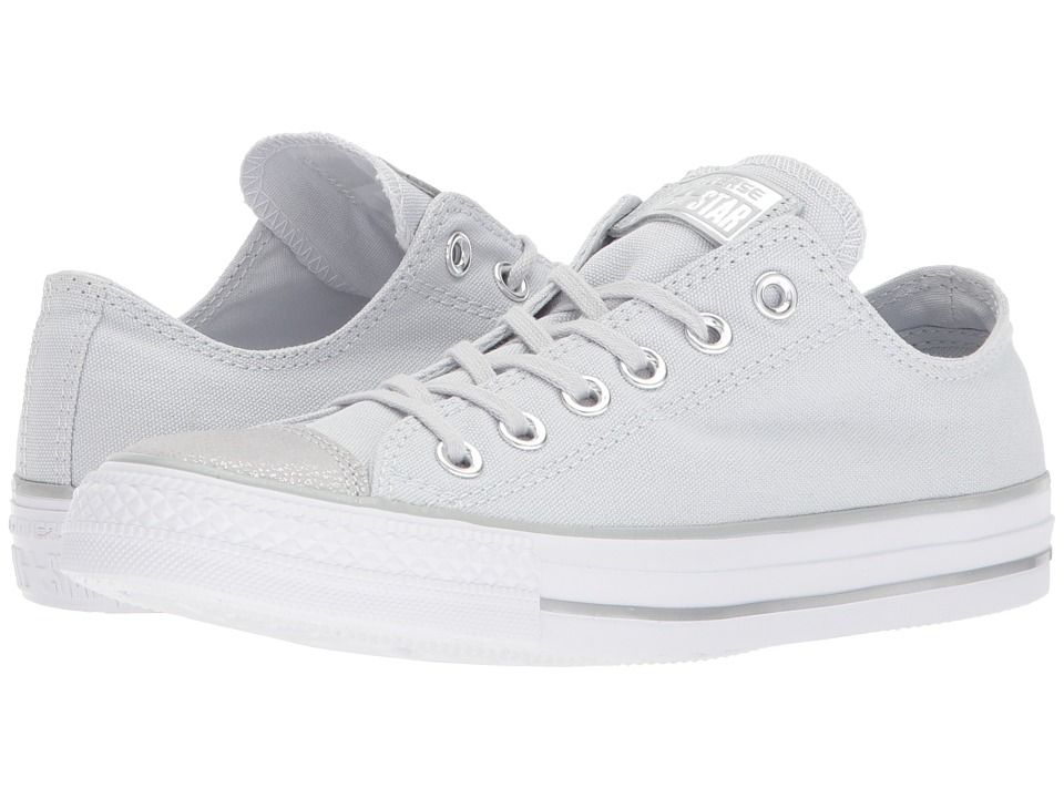 Converse - Chuck Taylor(r) All Star Tipped Metallic Toecap Ox (Pure Platinum/Silver/White) Women's Classic Shoes | Zappos