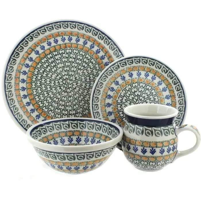Blue Rose Polish Pottery Herb Garden 4 Piece Place Setting - Service for 1 | Target