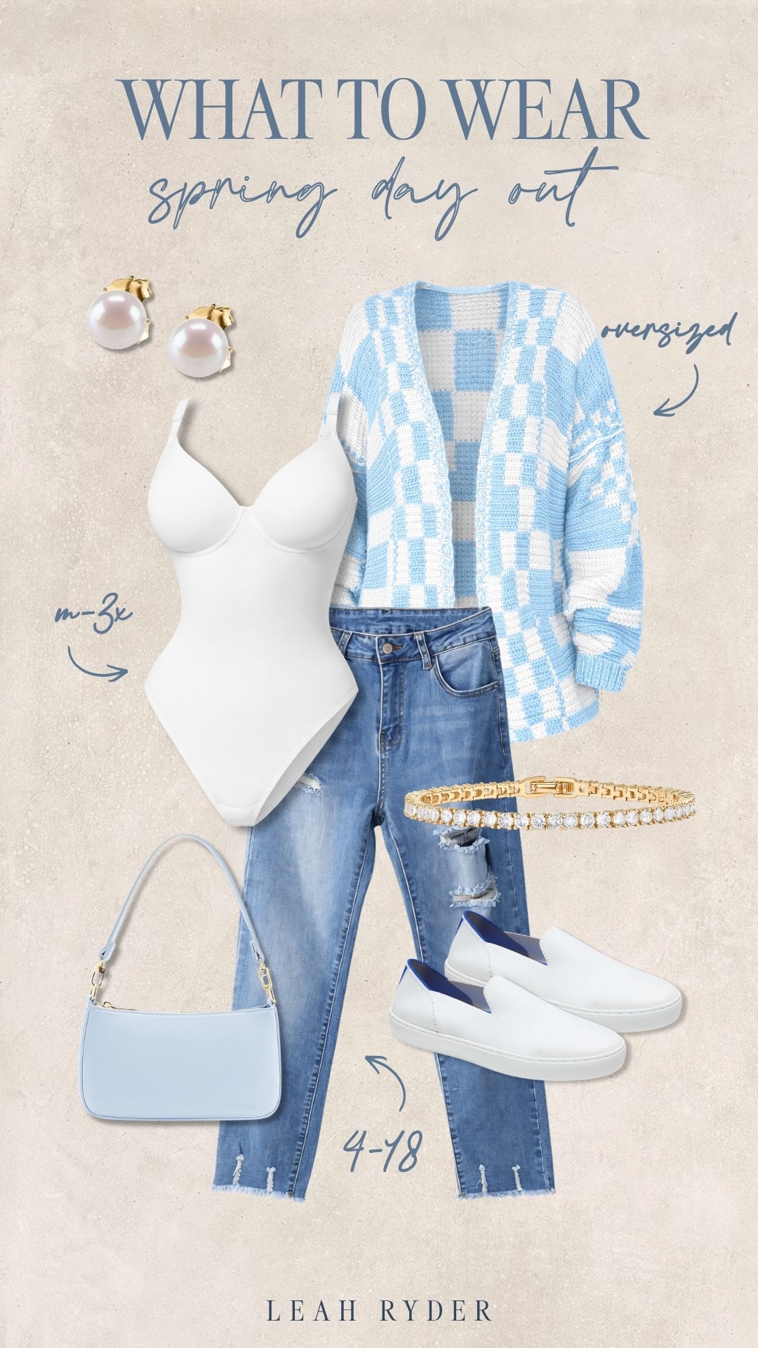 Spring day outfit idea featuring a casual, comfortable look with denim jeans, a white bodysuit, oversized cardigan, and slip-on sneakers. This easy spring outfit is perfect for everyday wear, including running errands, coffee dates, casual lunches, and weekend outings. If you’re looking for spring outfit ideas, casual spring outfits, everyday style inspiration, or comfortable outfit ideas for women, this look is a go-to.


#LTKSeasonal #LTKPlusSize