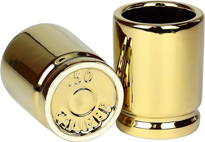 Barbuzzo 50 Cal Shot Glass – Set of 2 Shot Glasses Shaped like 50 Caliber Bullet Casings - Each... | Amazon (US)