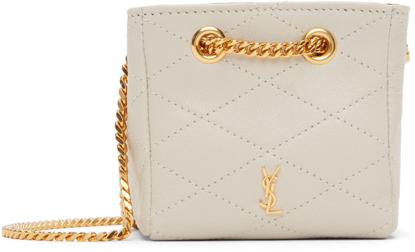 Off-White Lambskin Quilted Baby Bucket Bag | SSENSE