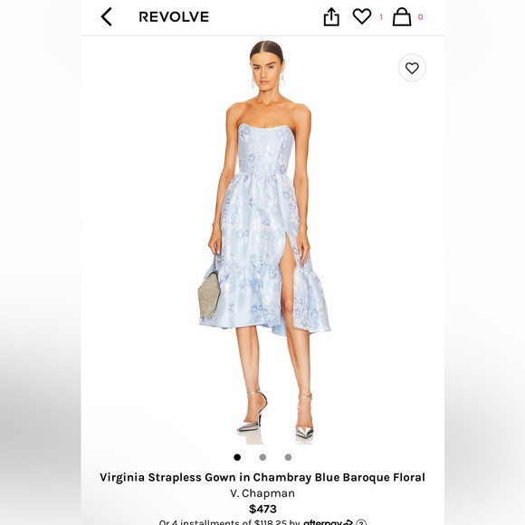 V Chapman - Virginia Strapless Gown in Chambray Blue Baroque Floral - size 8 | Poshmark