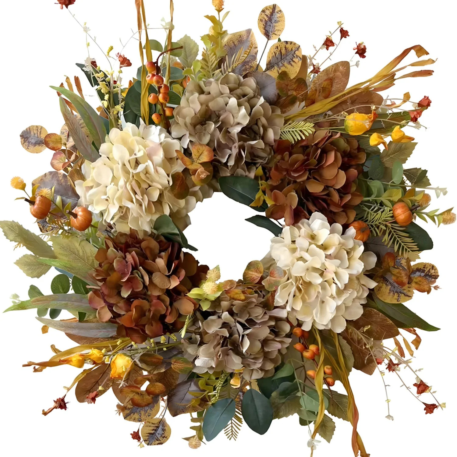 20 Inch Fall Wreaths for Front Door with Hydrangea,Peony and White Pumpkins-Fall Decorations for Home, Fall Door Wreath Decor for Autumn,Harvest, Hall | Wayfair North America