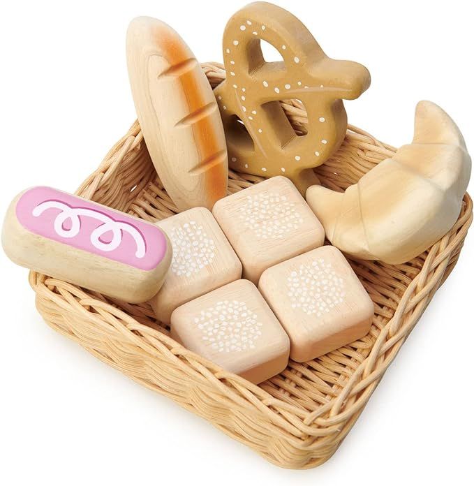 Tender Leaf Toys - Bread Basket - 8 Pcs Wooden Pastries Pretend Food Play Supermarket Shopping Ga... | Amazon (US)