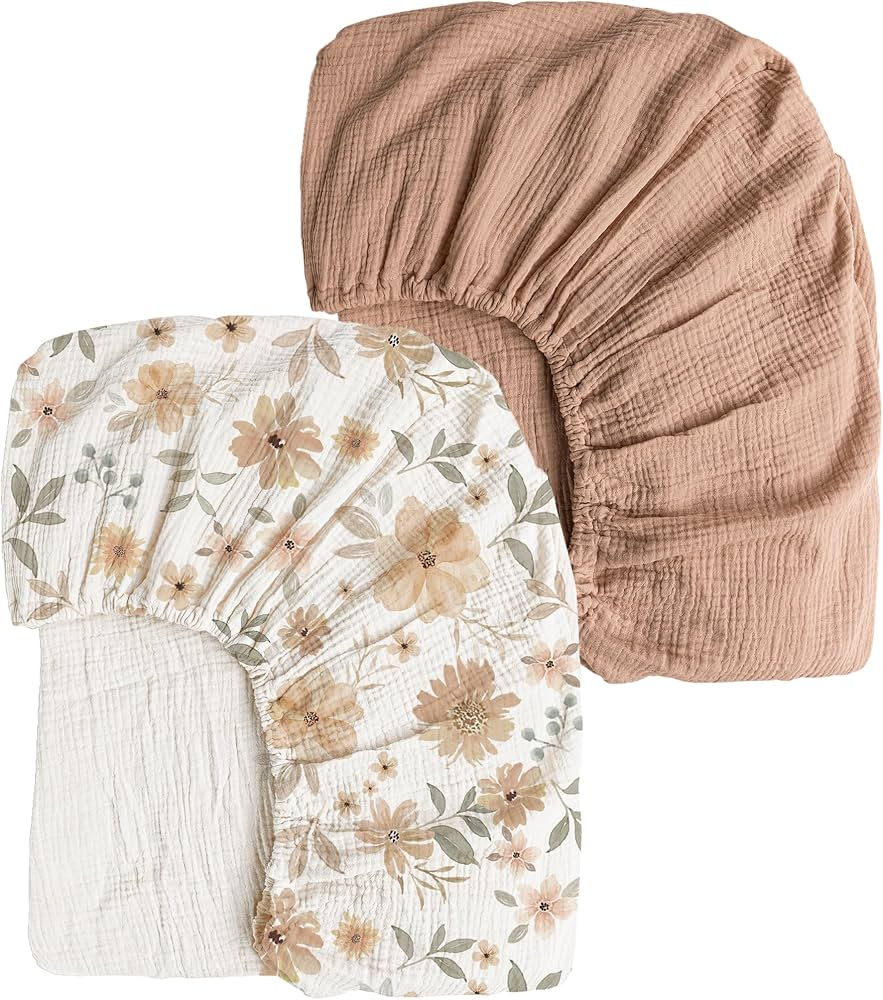 Konssy Muslin Crib Sheets for Boys Girls Baby Crib Sheets | Amazon (US)