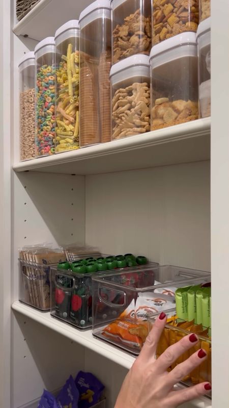 Pantry organization. Organization bins plastic food storage airtight containers cereal crackers snacks kitchen organization 

#LTKhome #LTKFind #LTKunder50