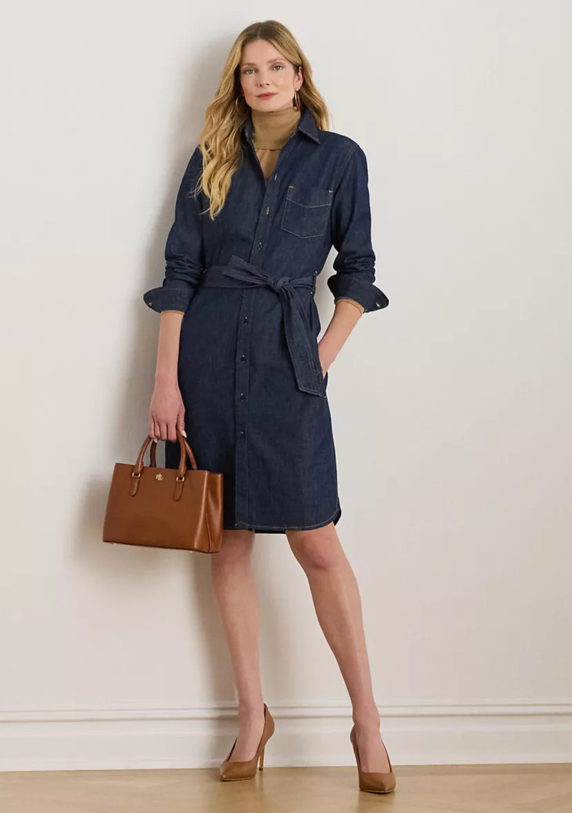 Women's Belted Denim Shirtdress | Belk