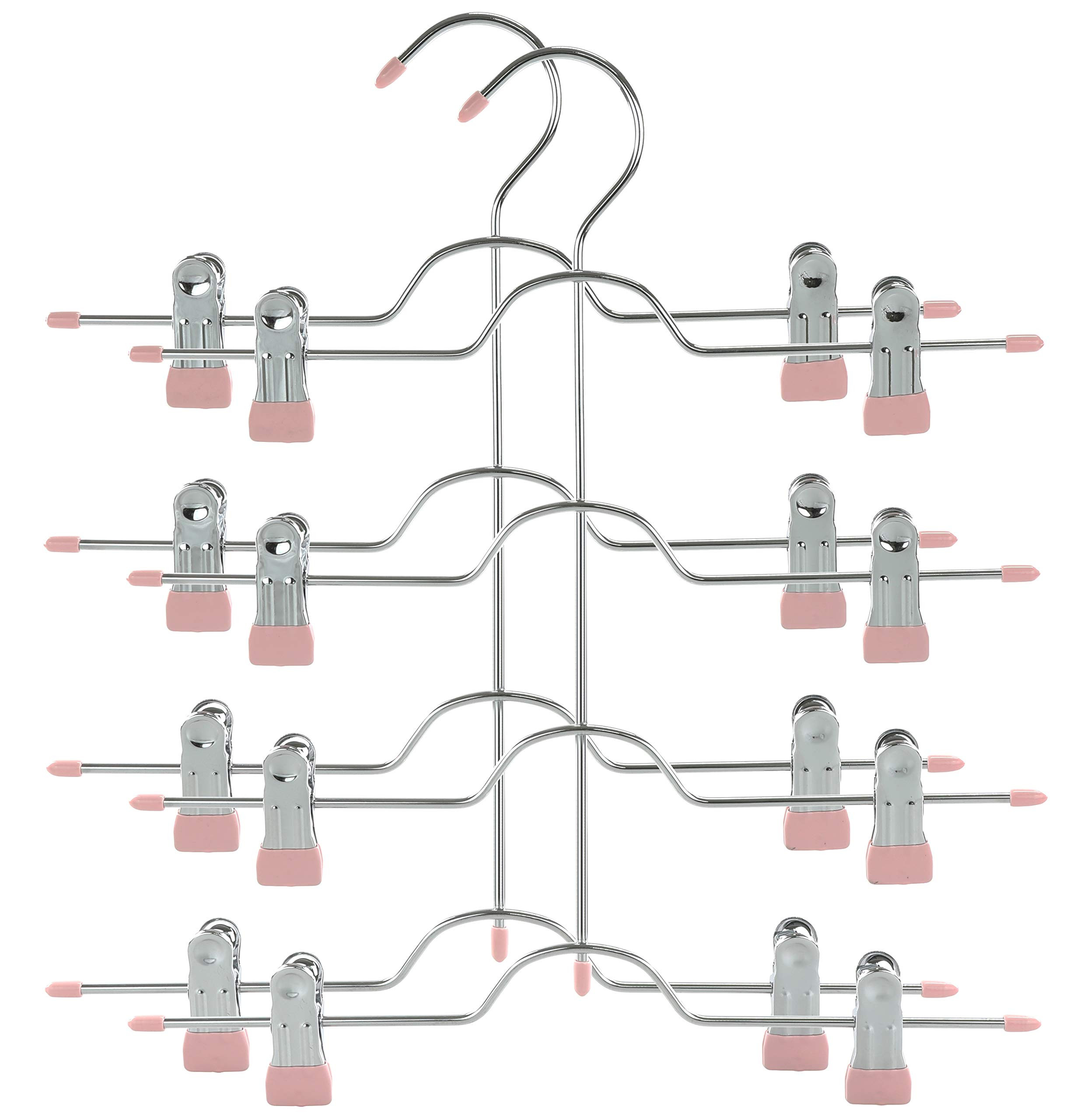 TOPIA HANGER 4 Tier Metal Skirt Hangers for Women, Pants Hanger Space Saving with Adjustable Clip... | Amazon (US)