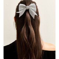 Silver Diamante Embellished Bow Hair Slide New Look | New Look (UK)