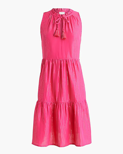 Metallic-stripe gauze beach dress | J.Crew Factory