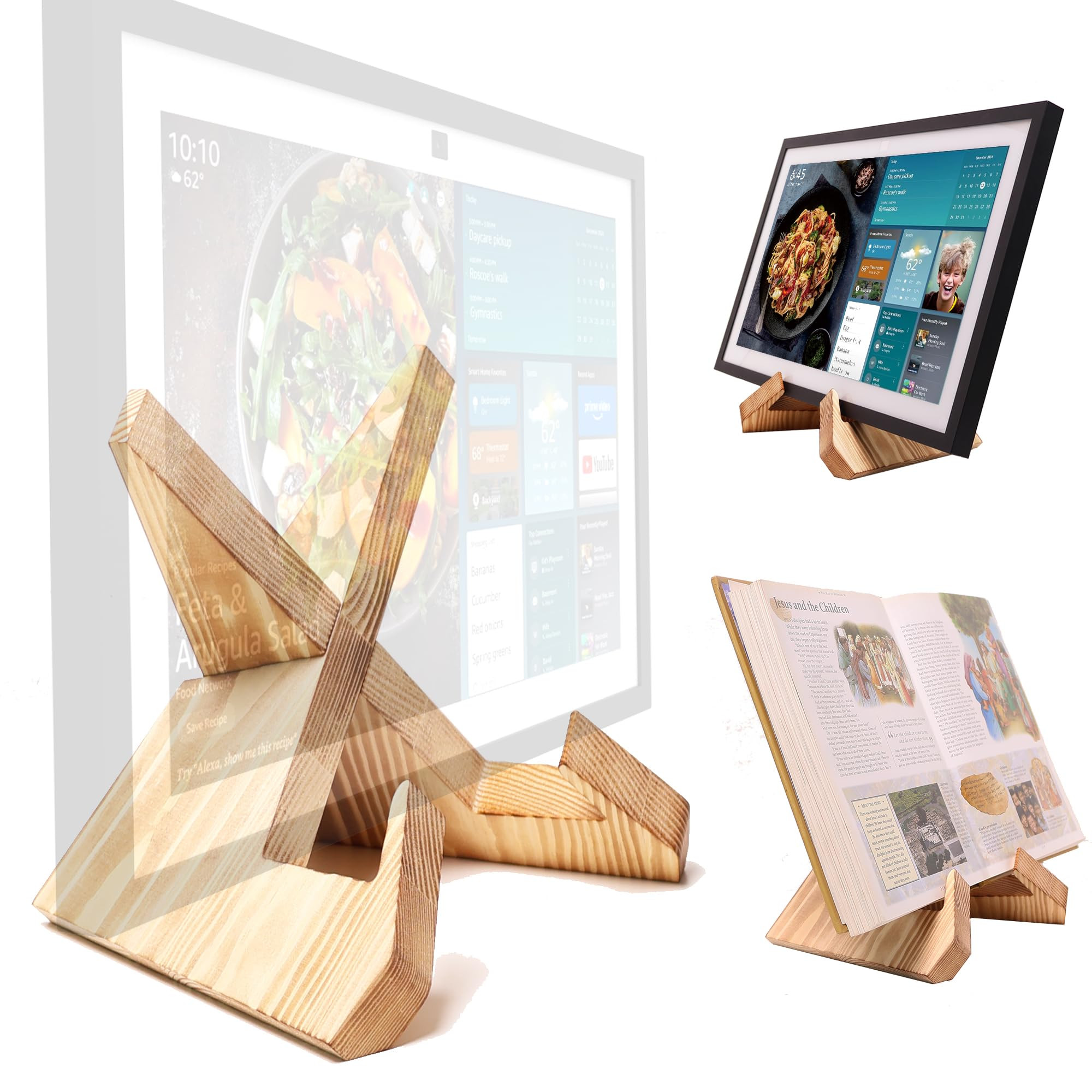 Solid Wood Tablet Computer Stands Compatible for Echo Show 15,Echo Show 21,Support Both Horizonta... | Amazon (US)