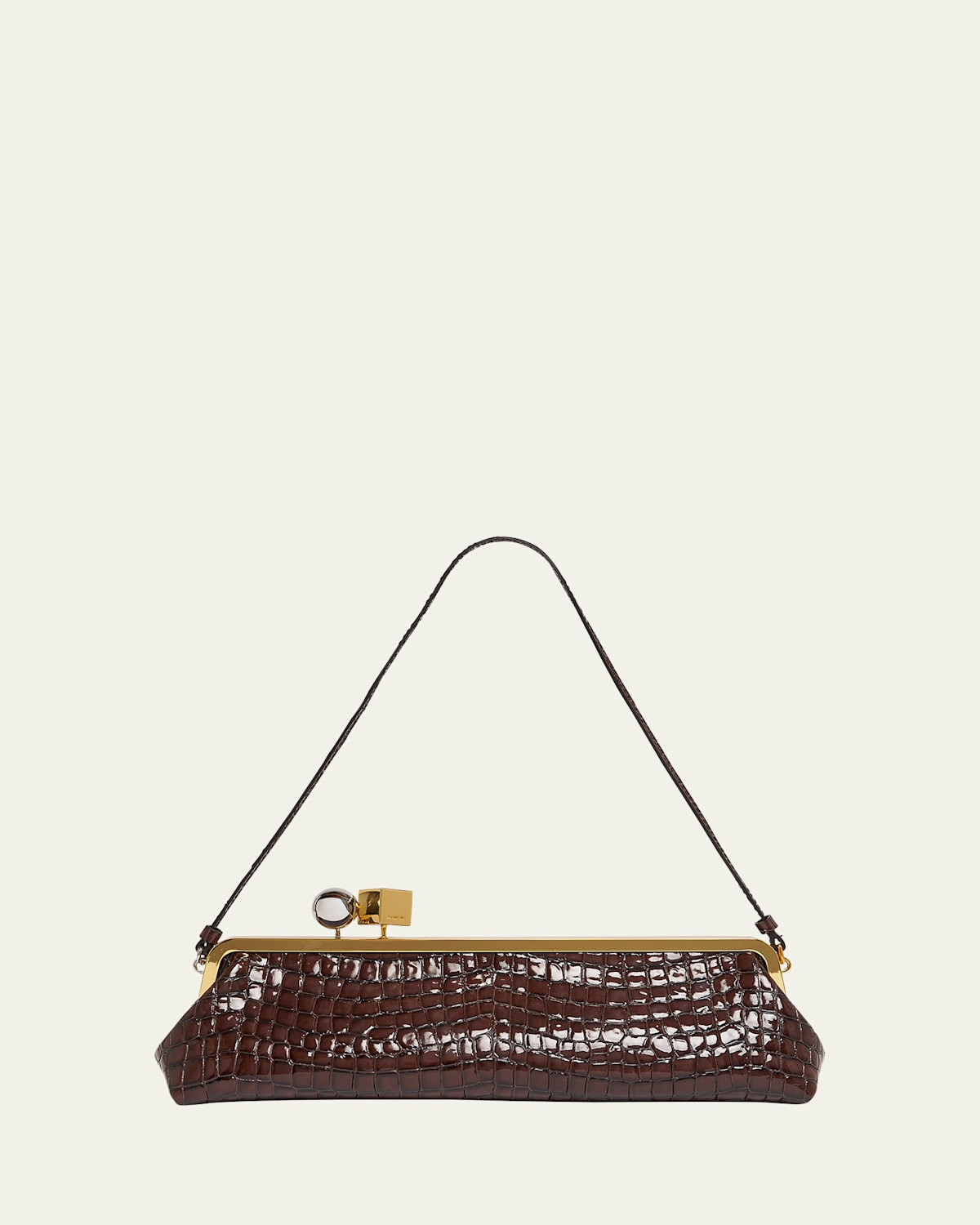 La Pochette Salon Patent Croc-Embossed Shoulder Bag | Bergdorf Goodman