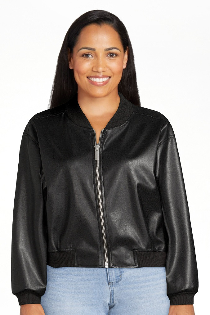 Madden NYC Women's Faux Leather Bomber Jacket, Sizes XS-XXXL | Walmart (US)