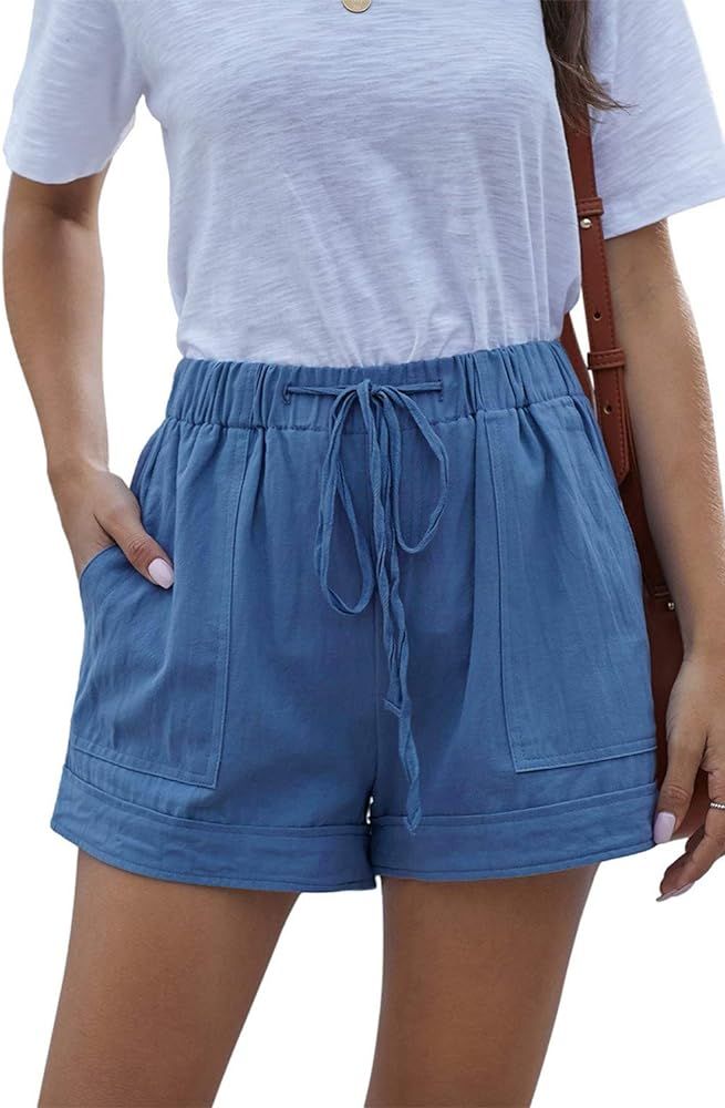 YOCUR Womens Lightweight Shorts Casual Baggy Trendy Short Pants Elastic Waist Drawstring Comfy Sh... | Amazon (US)
