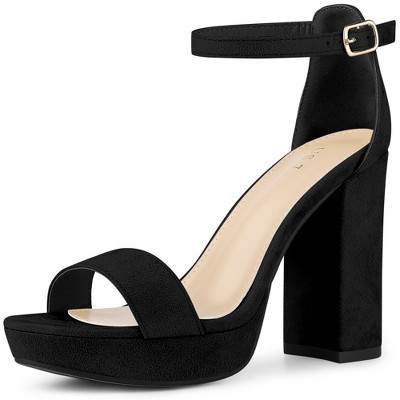Perphy Women's Platform Ankle Strap Open Toe Chunky High Heel Sandals Black 9 | Target