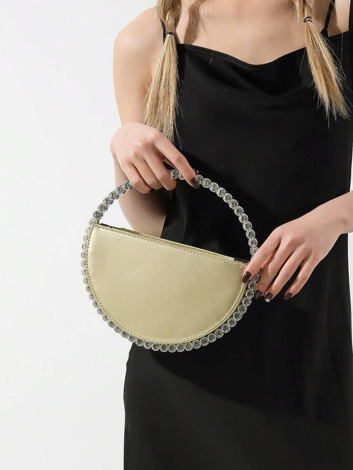 New Classic Luxury Style Women's Round Crystal Rhinestone Evening Bag Fashionable And Versatile Portable Elegant Handbag Can Hold Change, Mobile Phone, Suitable For Parties, Dinners, Dances And Weddings. | SHEIN