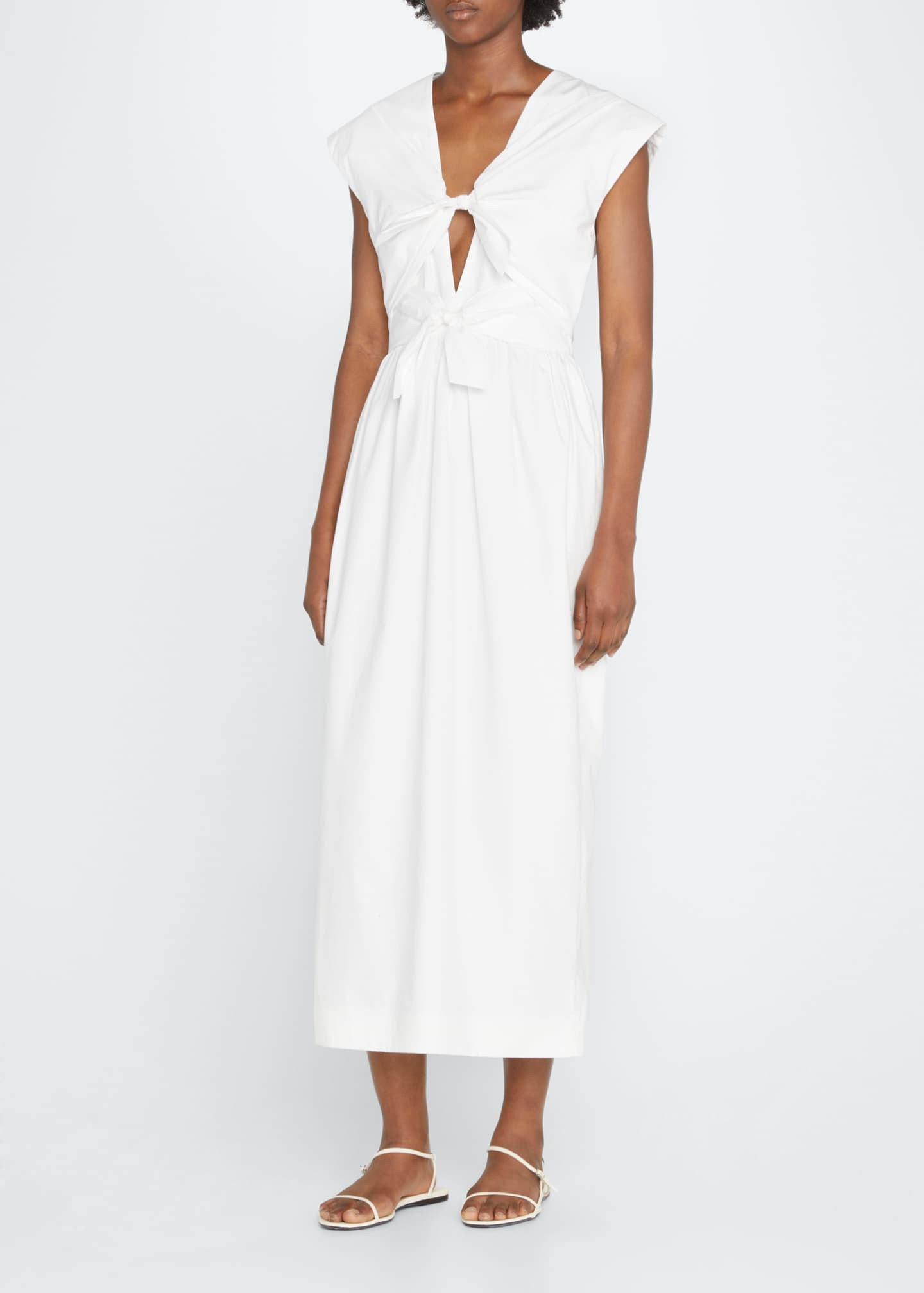 Nina Poplin Bow-Front Midi Dress | Bergdorf Goodman