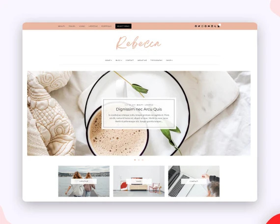 Rebecca  Wordpress Theme  Responsive Blog Theme for Bloggers - Etsy Canada | Etsy (CAD)