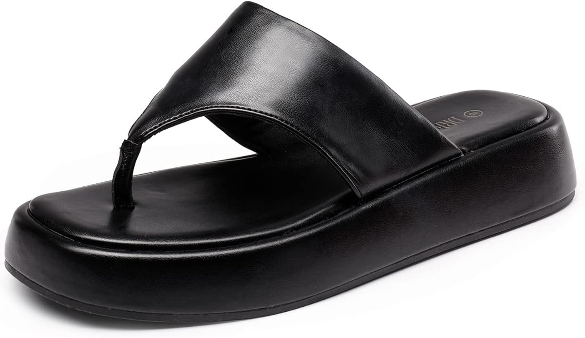 DREAM PAIRS Women Slip on Wedges Sandals Comfort Cute Walking Platform Open Toe Soft Flatform | Amazon (US)