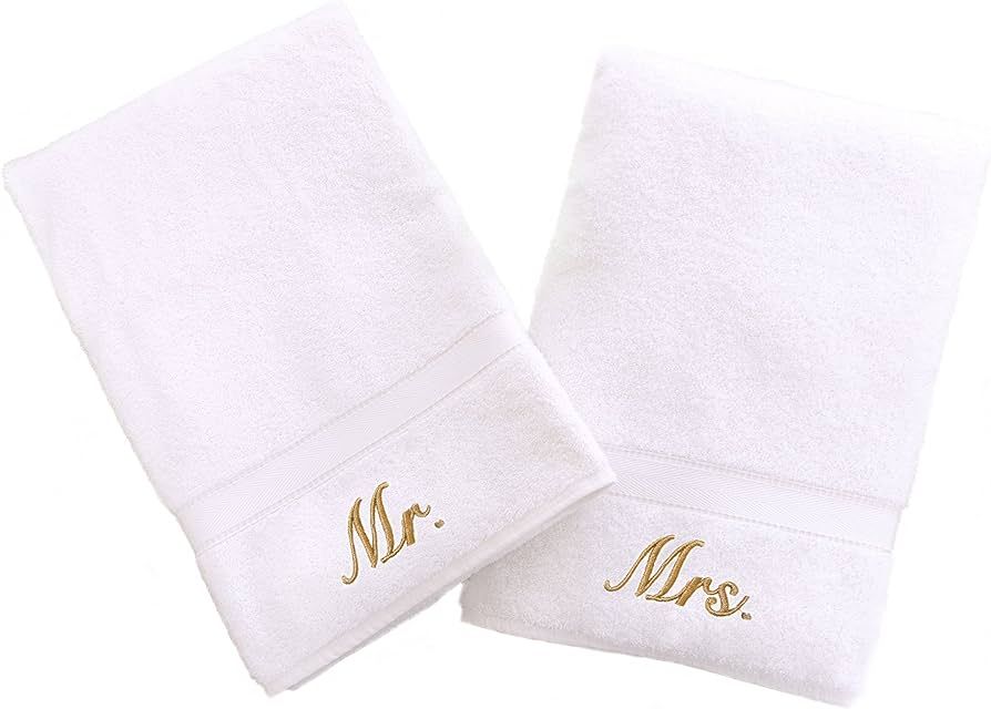 Linum Home Textiles Personalized Mr. and Mrs. Hand Towel, Set of 2 | Amazon (US)