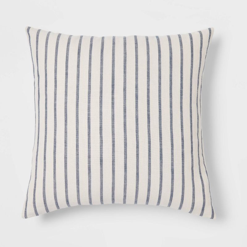 Oversized Cotton Striped Square Throw Pillow Blue/Cream - Threshold&#8482; | Target
