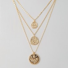 Layered Gold Necklace With Coin Pendants | SHEIN
