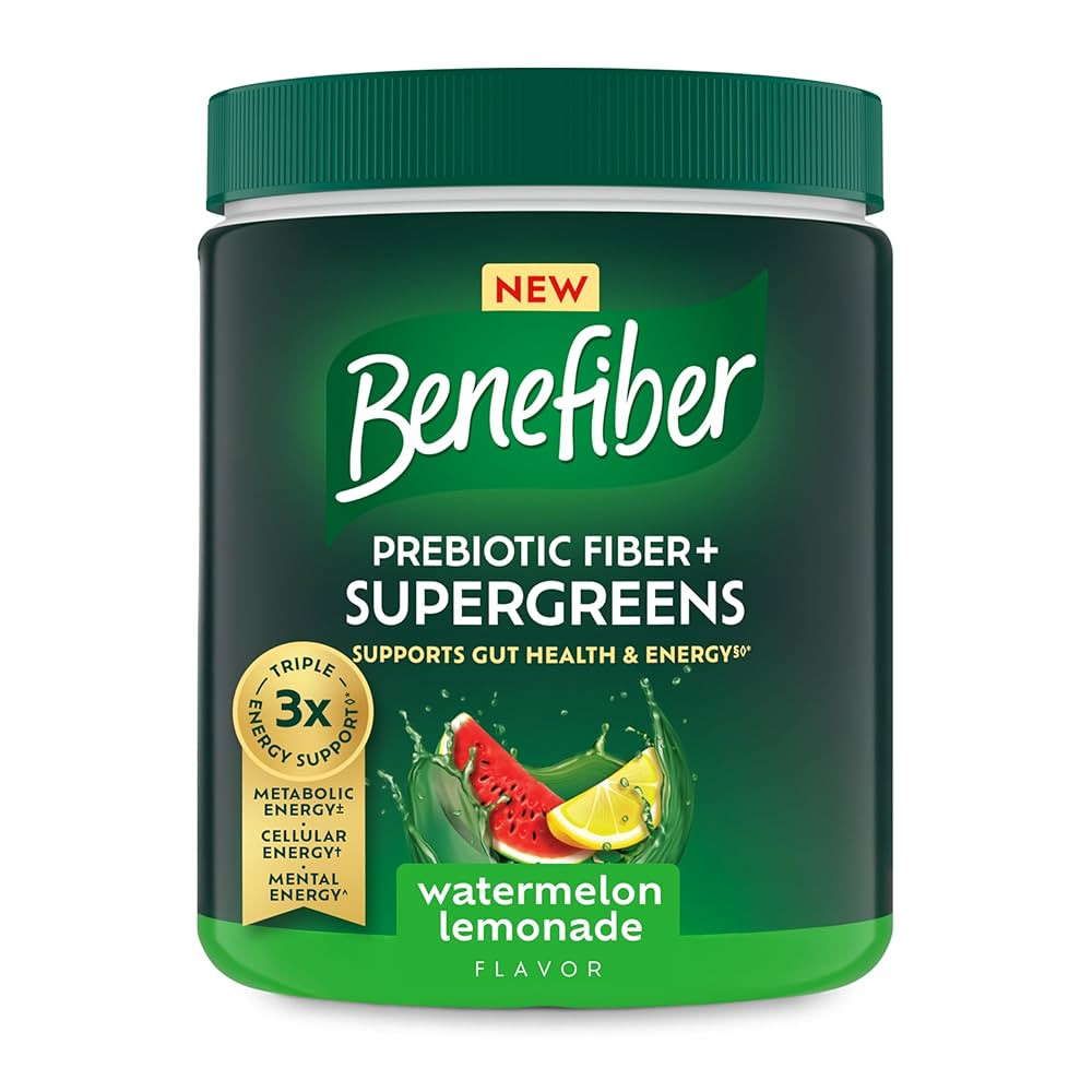 Benefiber Prebiotic Fiber + Supergreens Dietary Supplement Powder, Watermelon Lemonade Flavor, 8.... | Amazon (US)