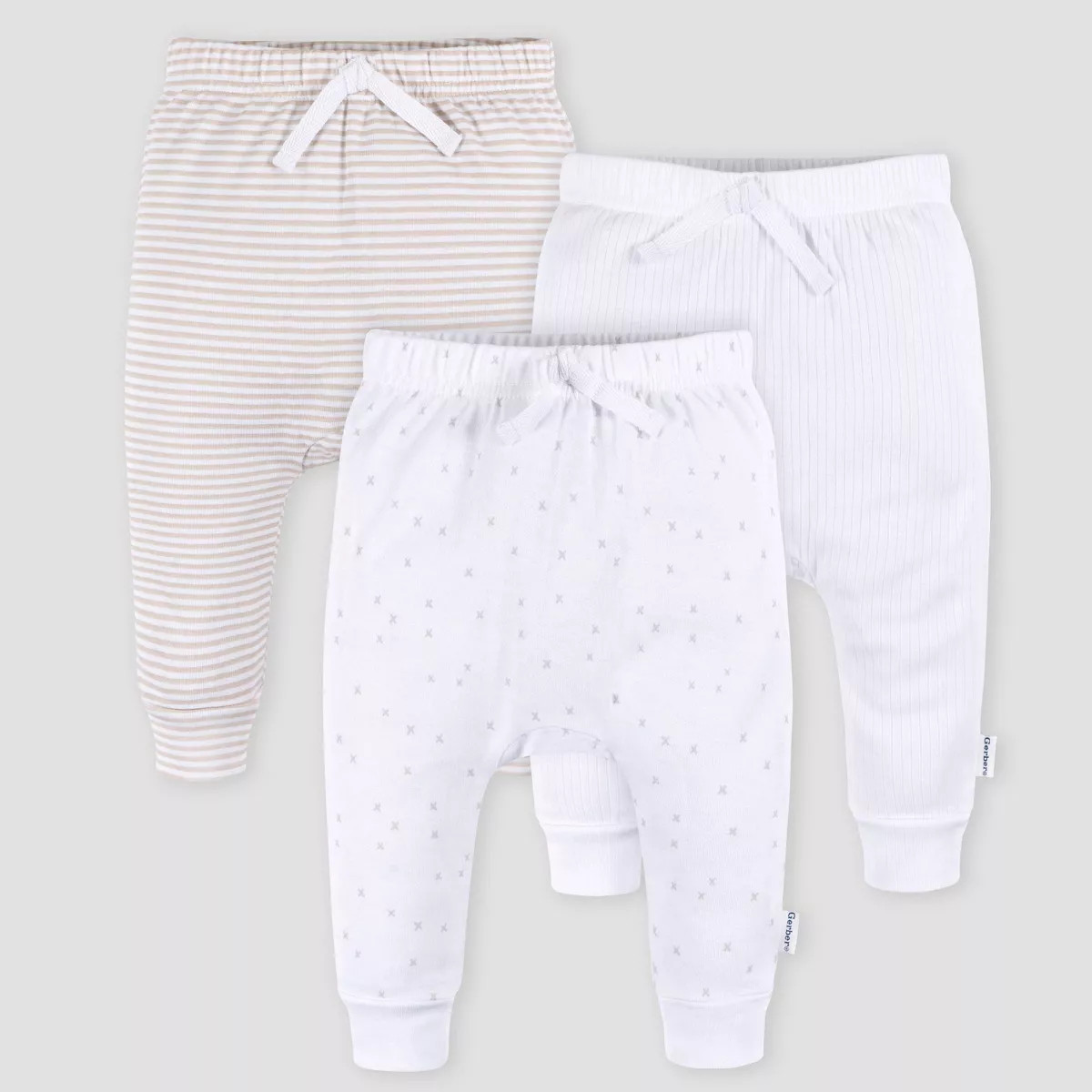 Gerber Baby 3pk Jogger Pants - White | Target