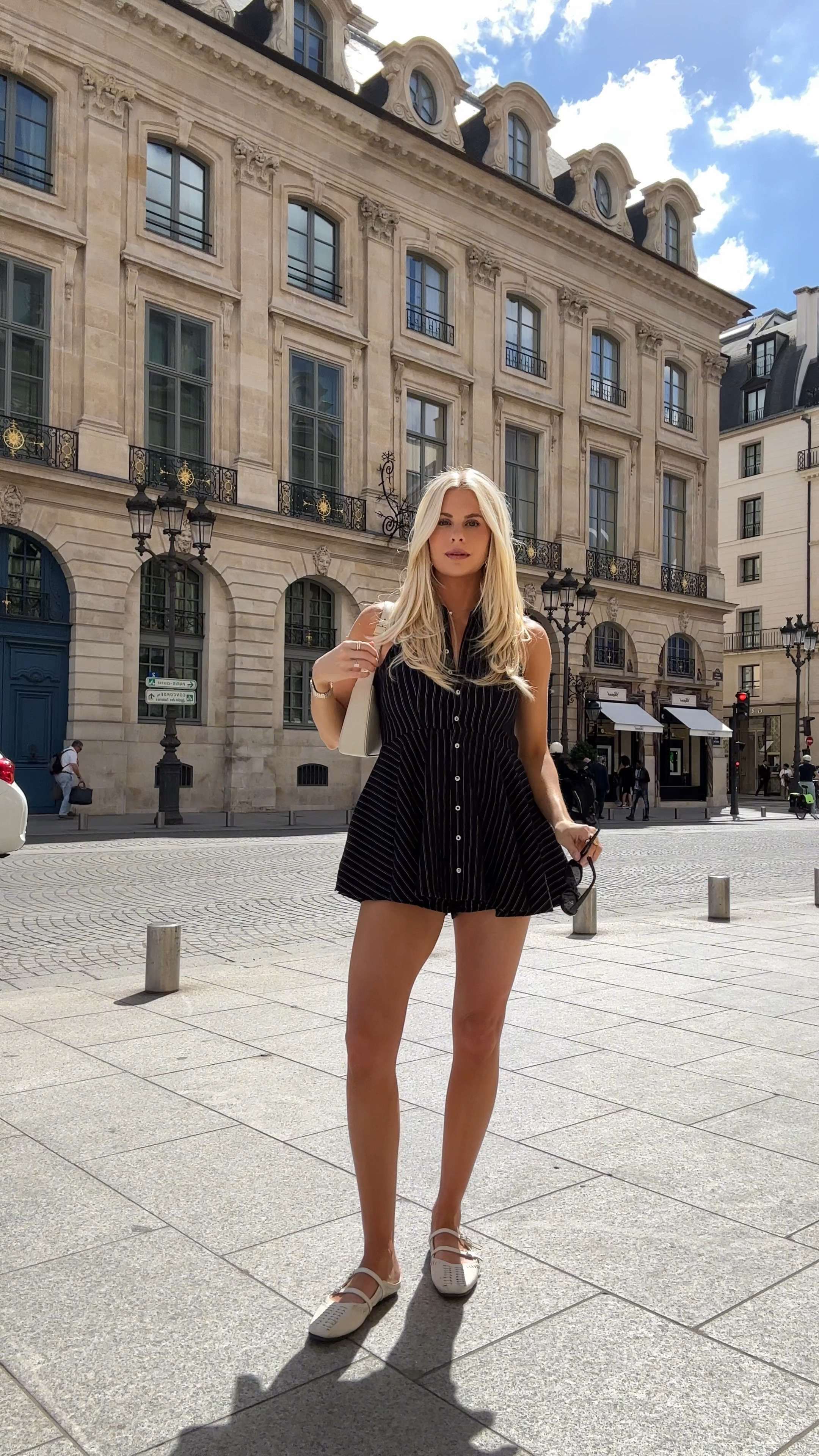 Paris outfit! Size 4 in dress (romper) code Kathleen20. True size in shoes! Kathleen15 for 15% off earrings 