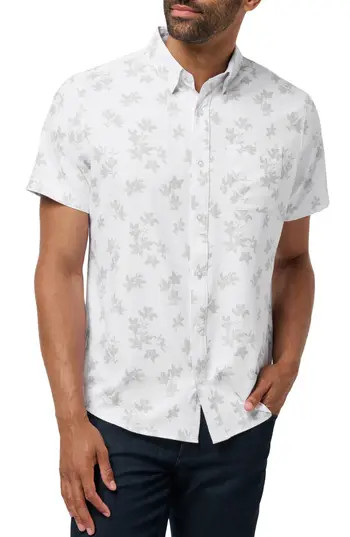 TravisMathew Mist On the Lake Short Sleeve Button-Up Shirt in White at Nordstrom Rack, Size Medium | Nordstrom Rack
