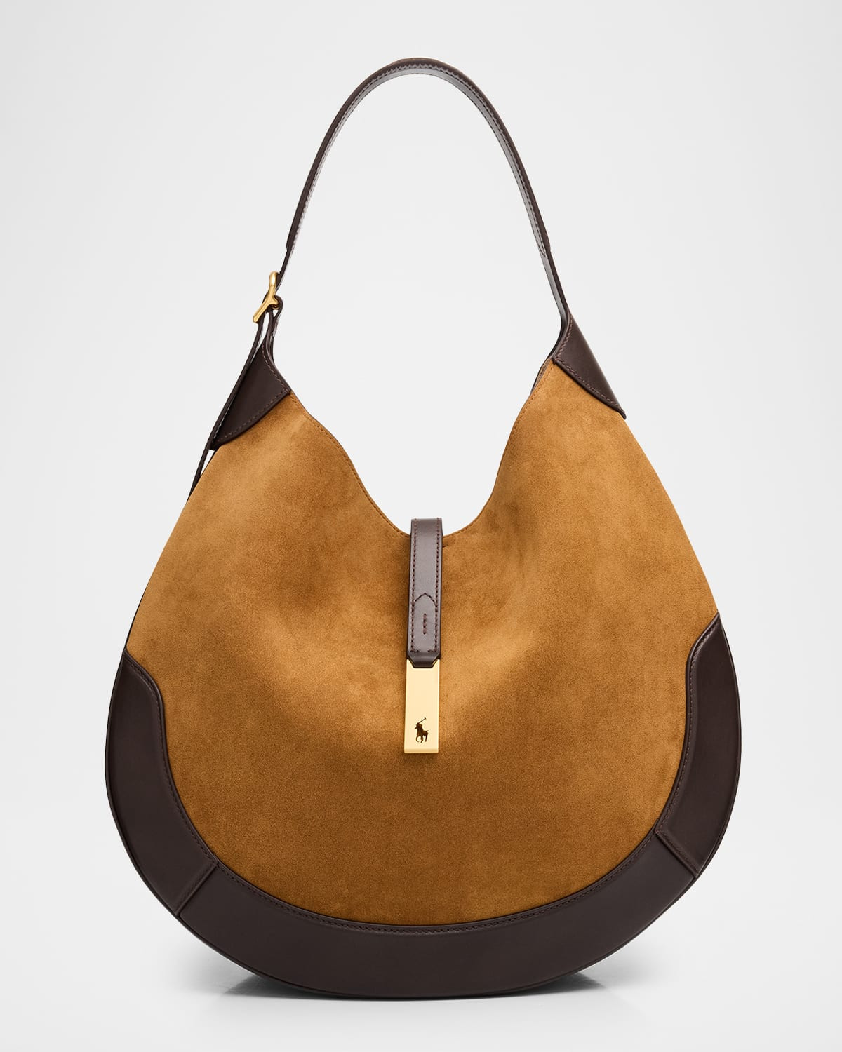 Polo ID Suede Large Shoulder Bag | Neiman Marcus