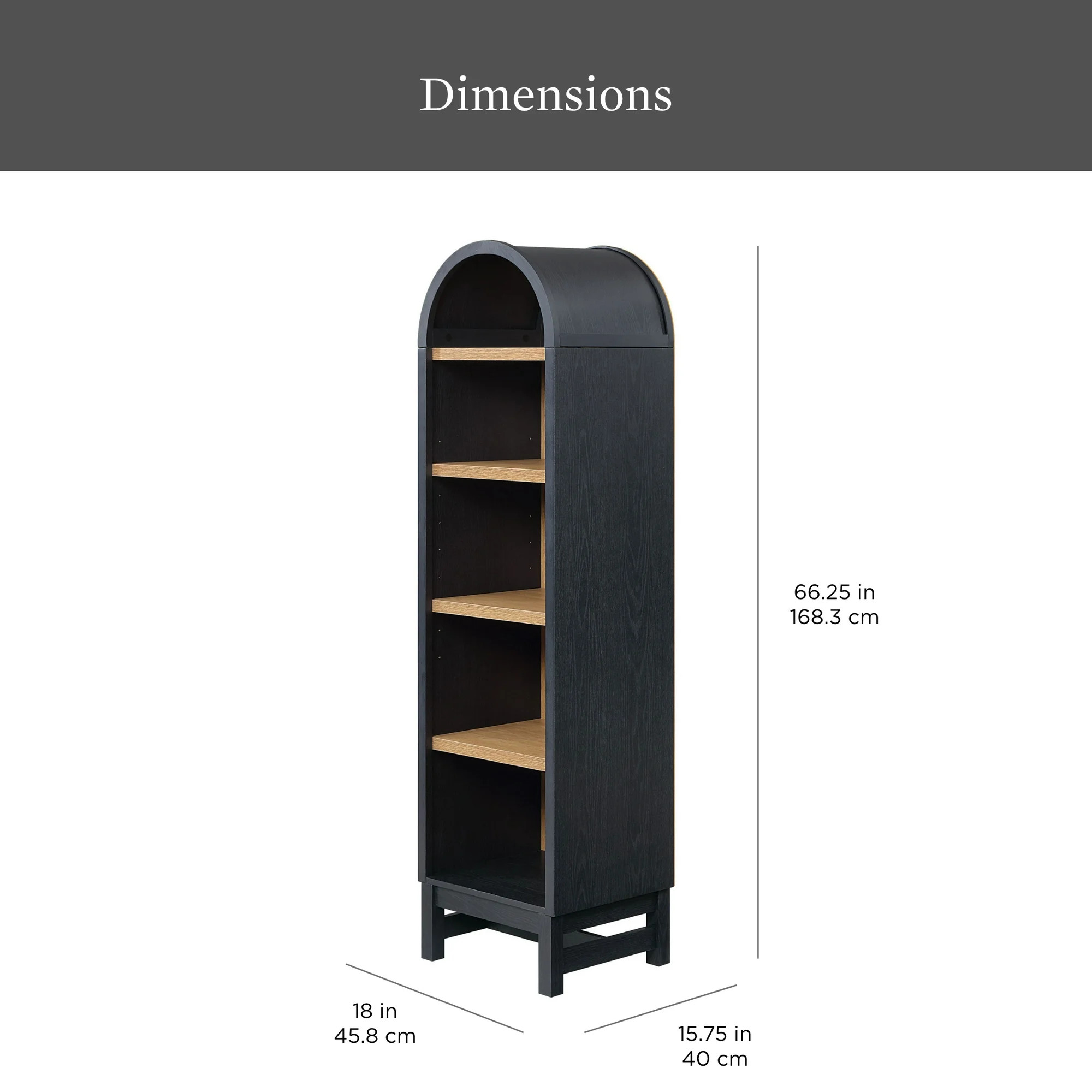 Better Homes & Gardens Juliet Narrow Arch Bookcase, Rich Black and Light Honey | Walmart (US)