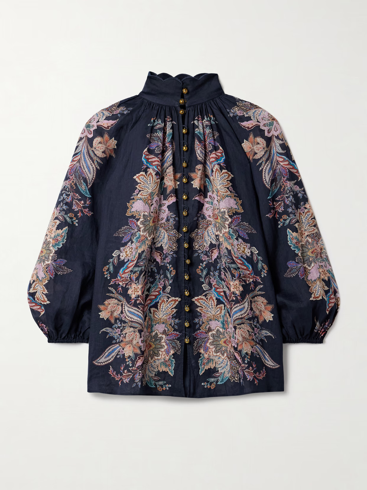 Zimmermann - Rhiannon Floral-print Ramie Blouse - Blue | NET-A-PORTER (UK & EU)