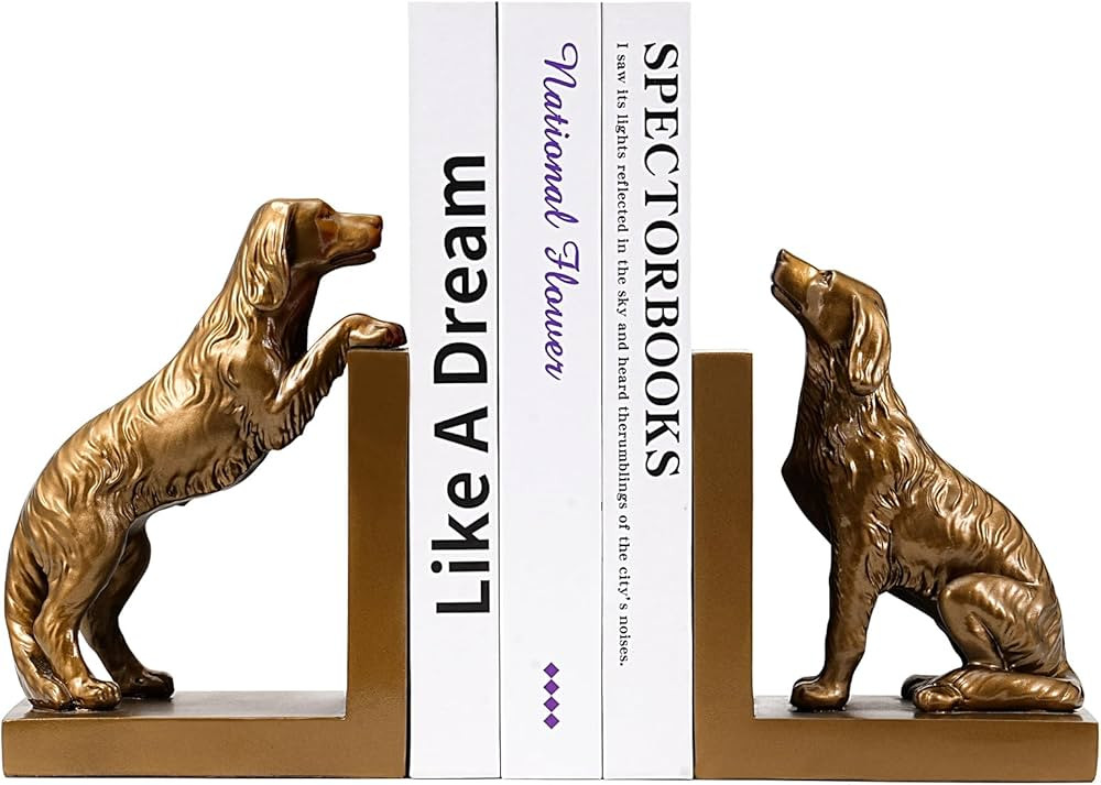 Dog Bookends, Book Ends for Shelves to Hold Books Heavy Duty, Creative Resin Book Holders for Kit... | Amazon (US)