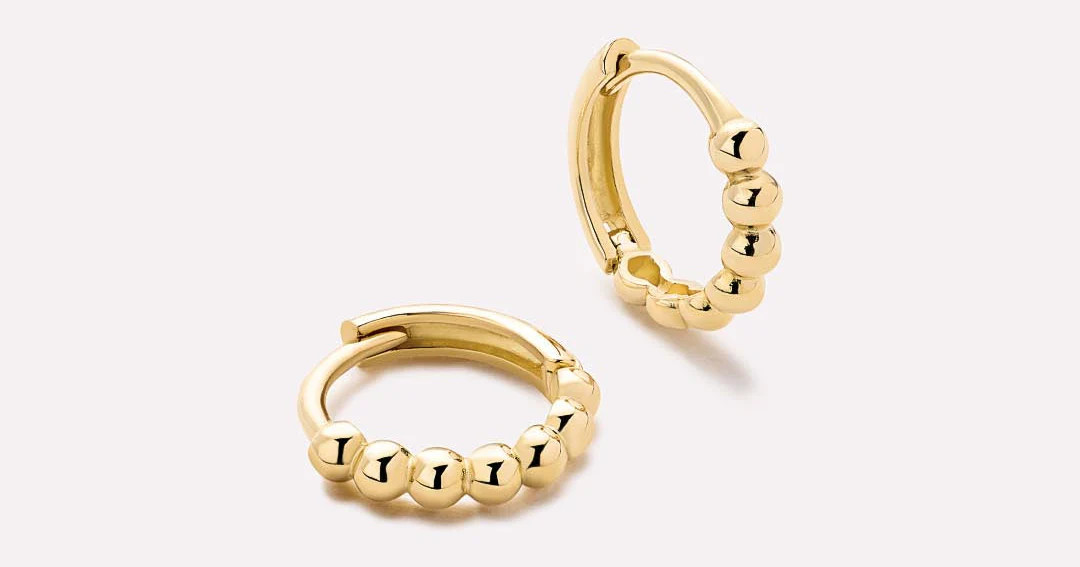 Gold Bead Huggie Hoops | Ana Luisa