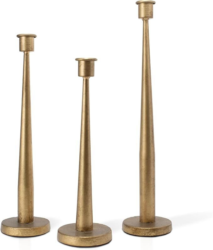 Brass Taper Candle Holder Set of 3, Iron Candlestick Holders for Dining Table Centerpiece Decor, ... | Amazon (US)