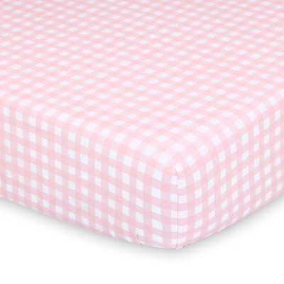 The Peanutshell Fitted Crib Sheet - Farmhouse Pink Check | Target