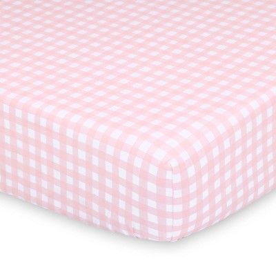 The Peanutshell Fitted Crib Sheet - Farmhouse Pink Check | Target