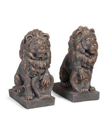 2pc 21in Fluer De Lis Lion Sentry Statues | TJ Maxx