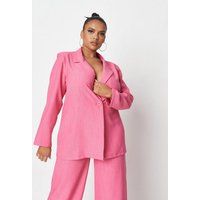 Plus Size Hot Pink Linen Look Oversized Blazer | Missguided (US & CA)