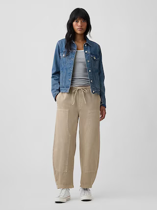 Mid Rise Pull-On Barrel Jeans | Gap Factory