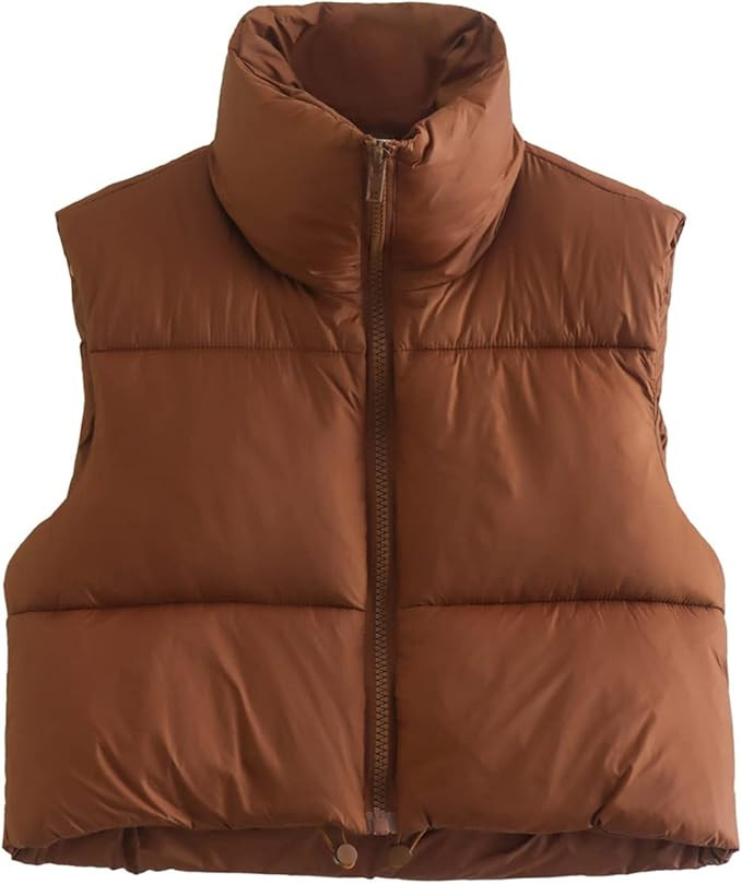 KEOMUD Women's Winter Crop Vest Lightweight Sleeveless Warm Outerwear Puffer Vest Padded Gilet | Amazon (US)