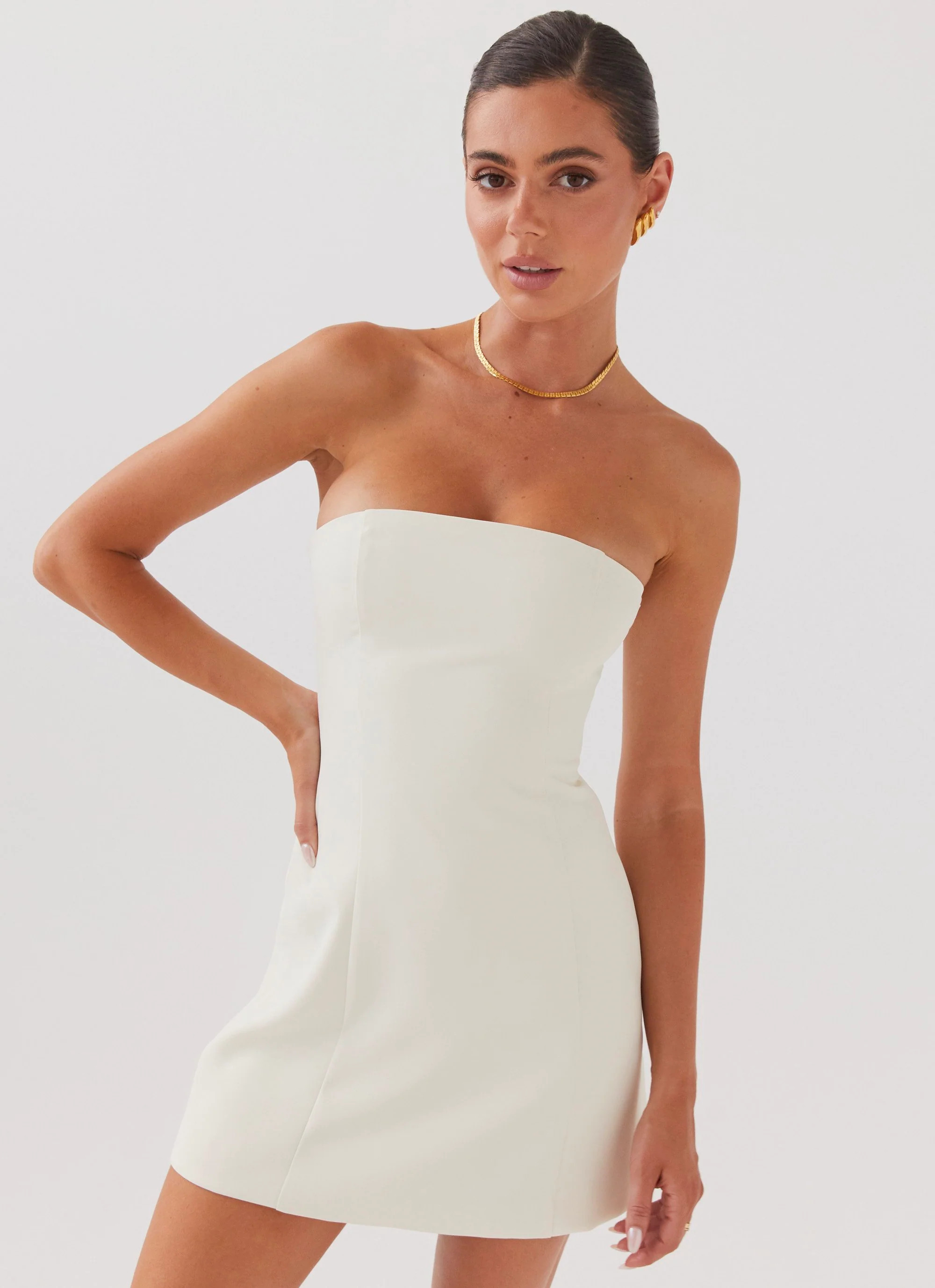 Ayanna Strapless Mini Dress - Ivory | Peppermayo (Global)